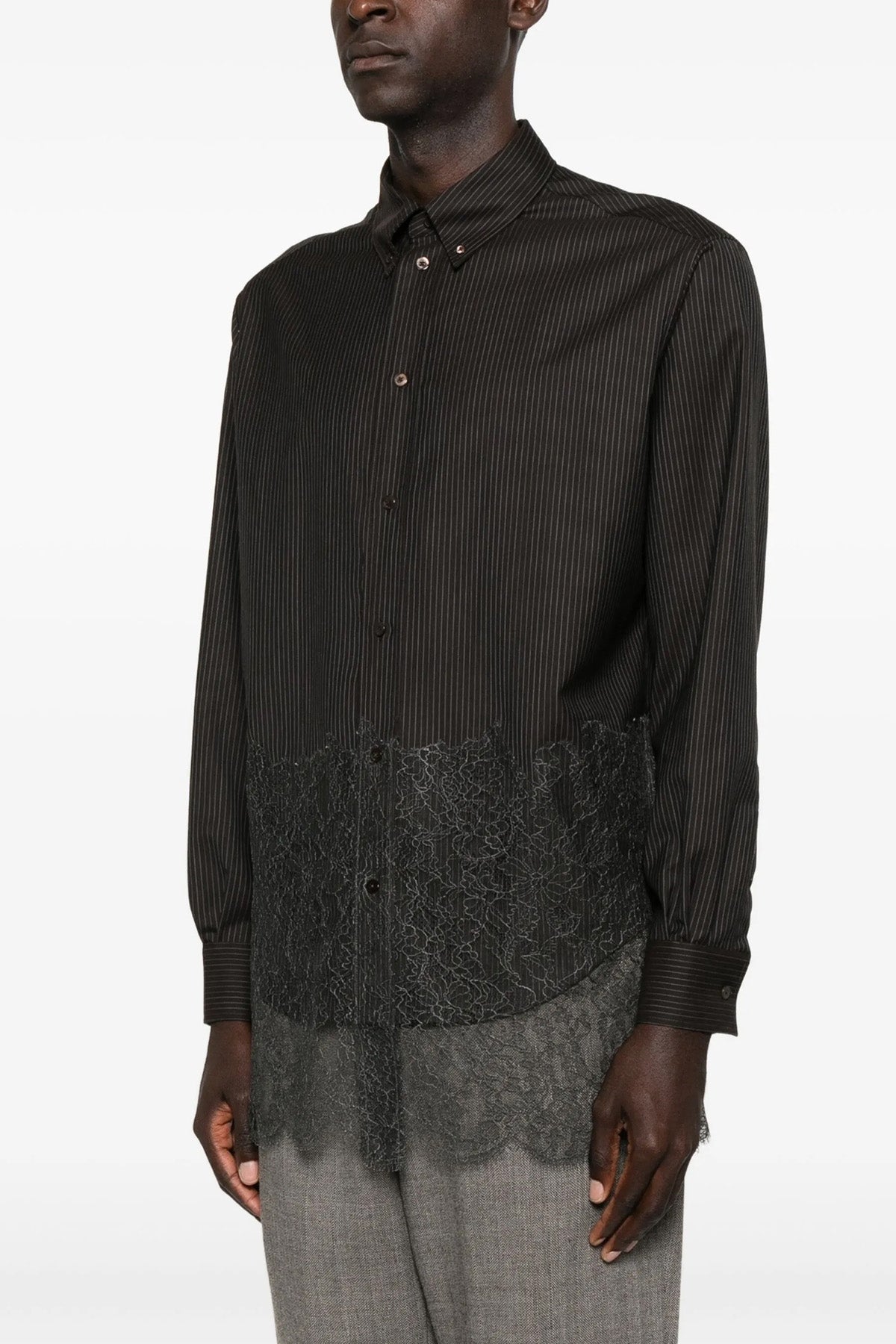 pinstripe patterned wool shirt