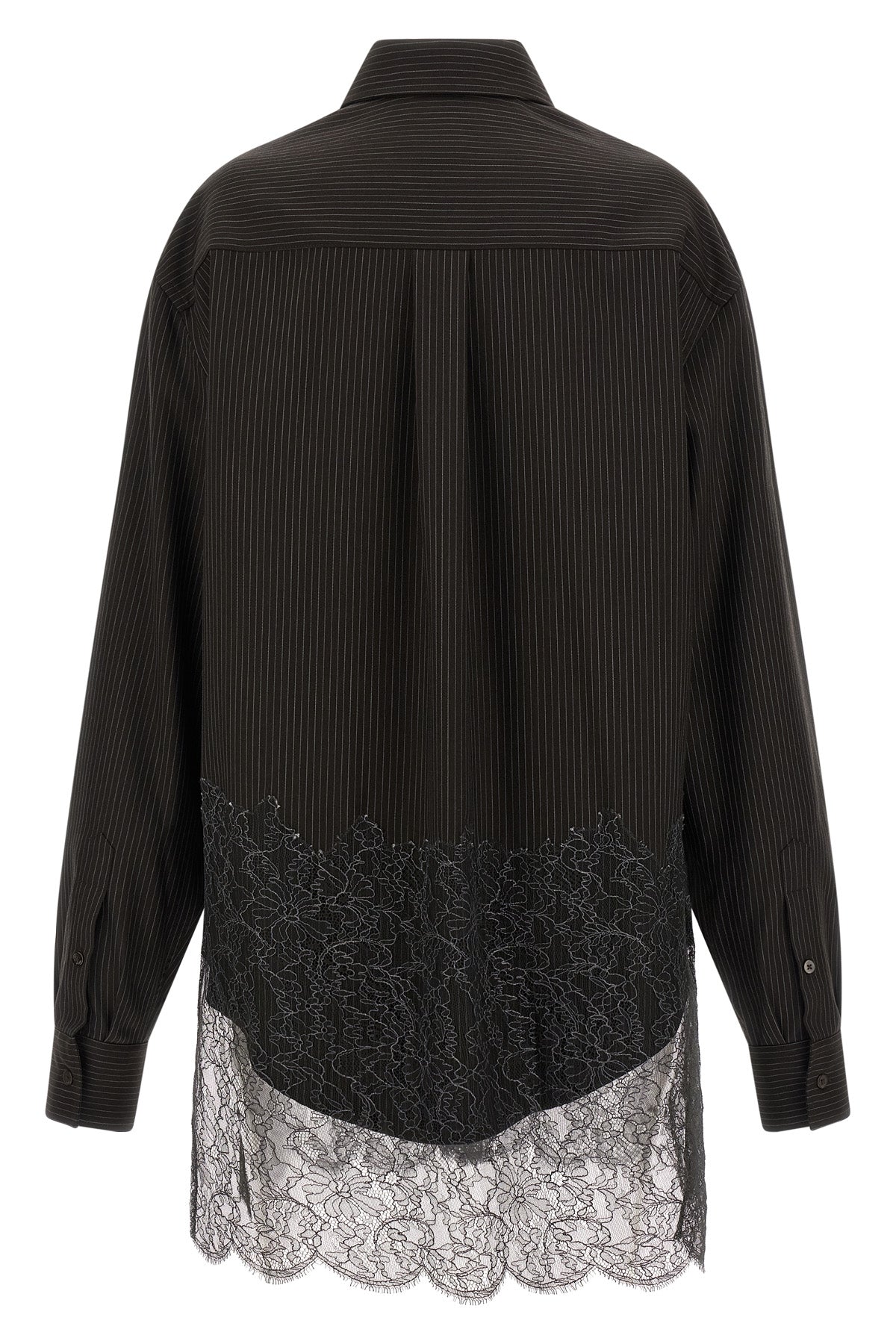 pinstripe patterned wool shirt