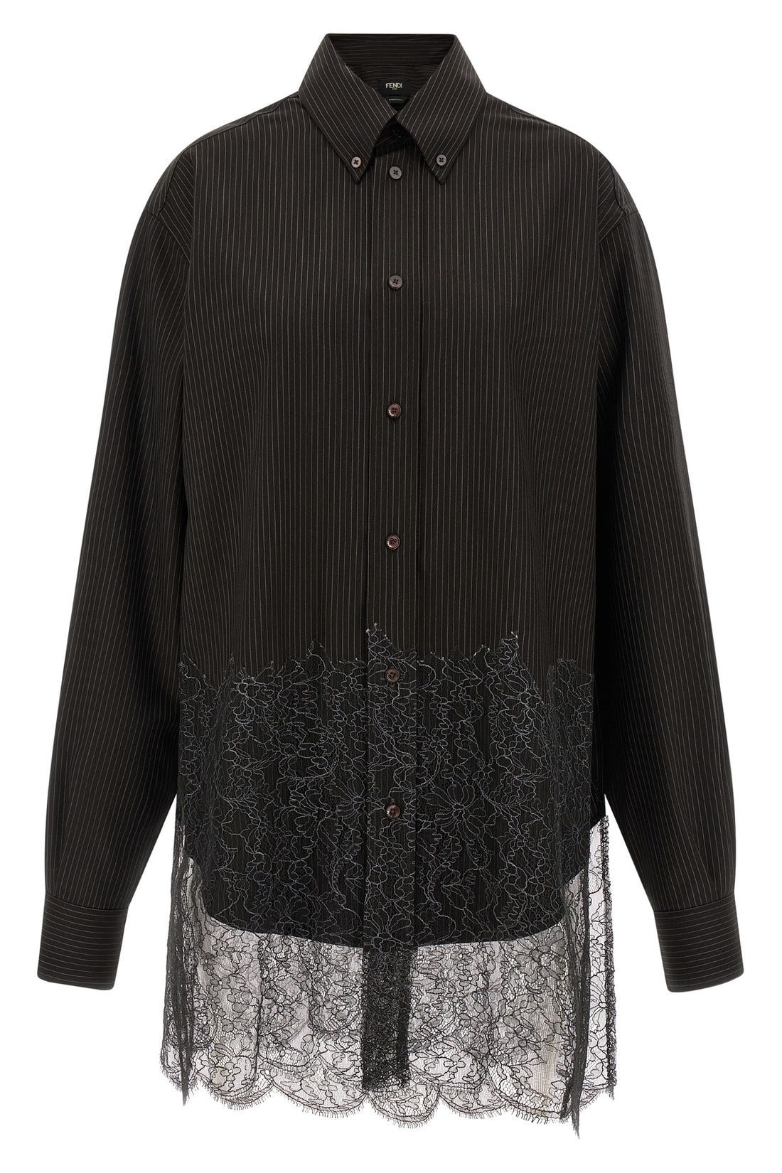 FENDI S pinstripe patterned wool shirt