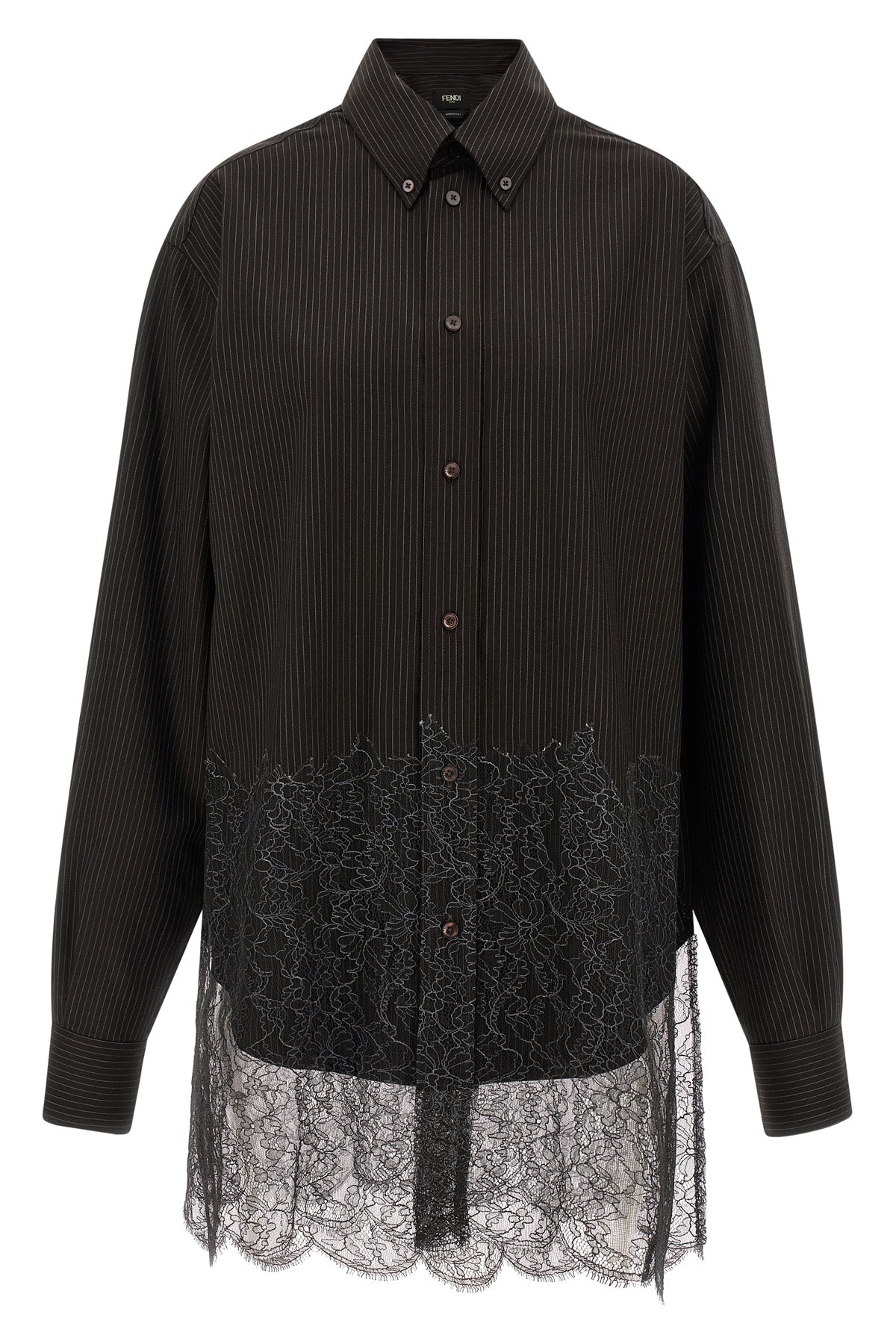 pinstripe patterned wool shirt
