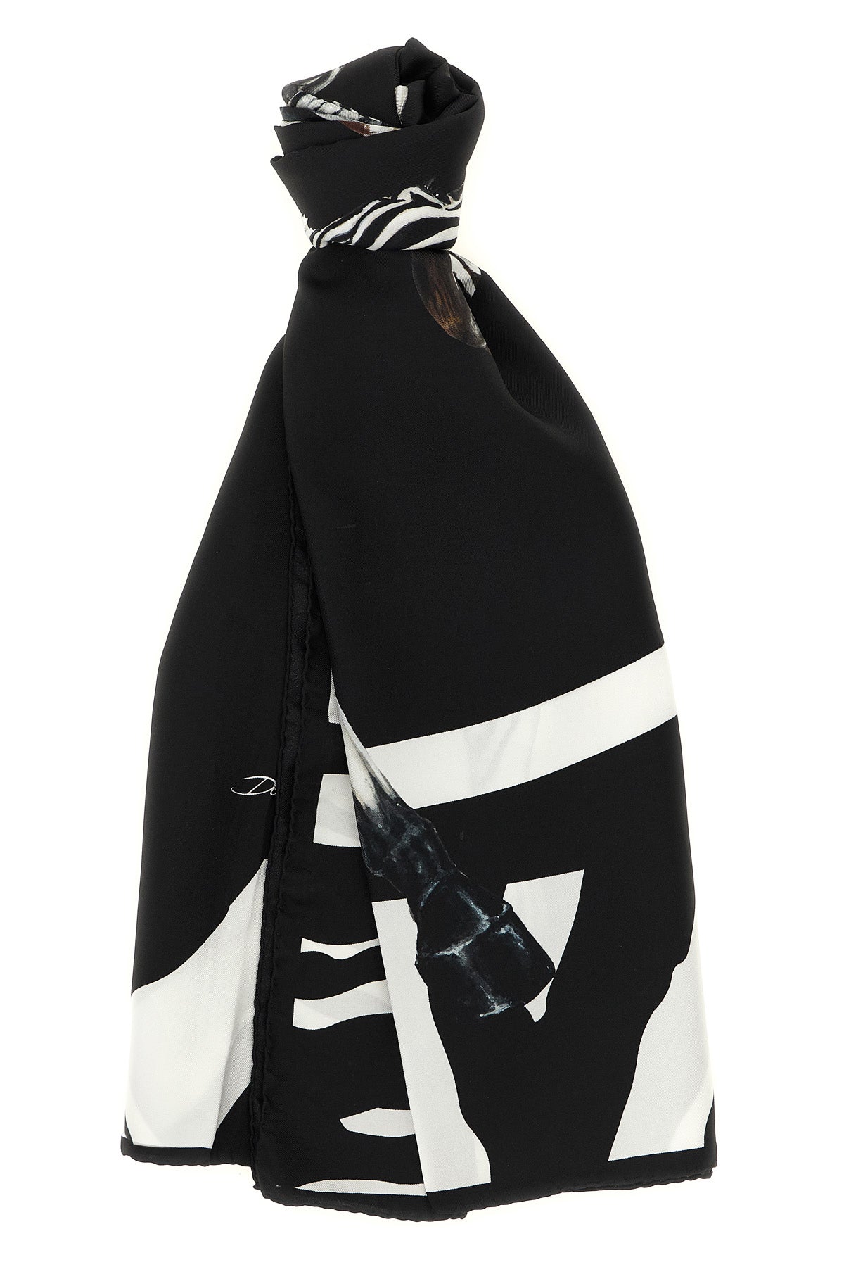 the dolce & gabbana silk stole presents an impactful visual narrative through it