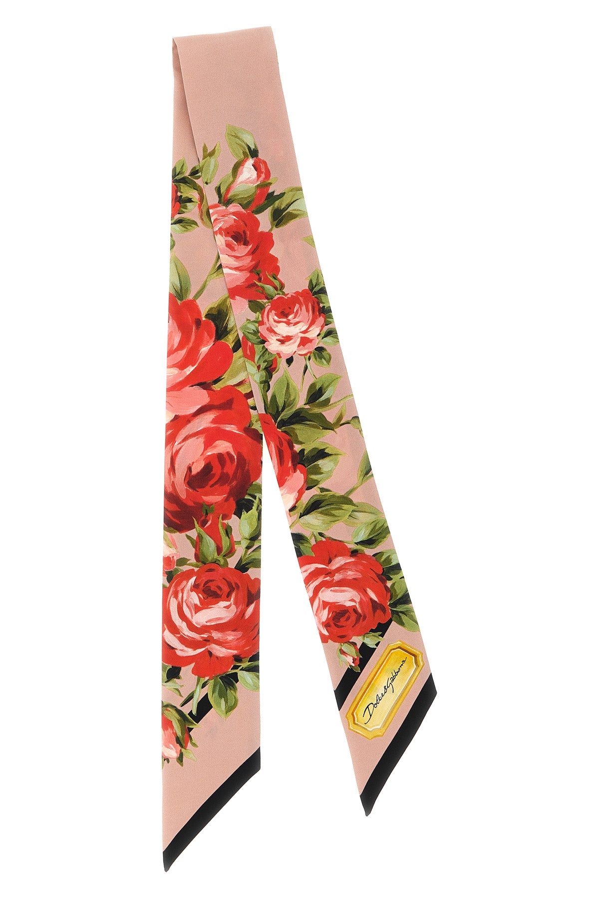 bouquet rose print silk twill bandeau