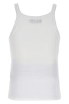 top canotta in cotone garzato con logo ricamato frontale
