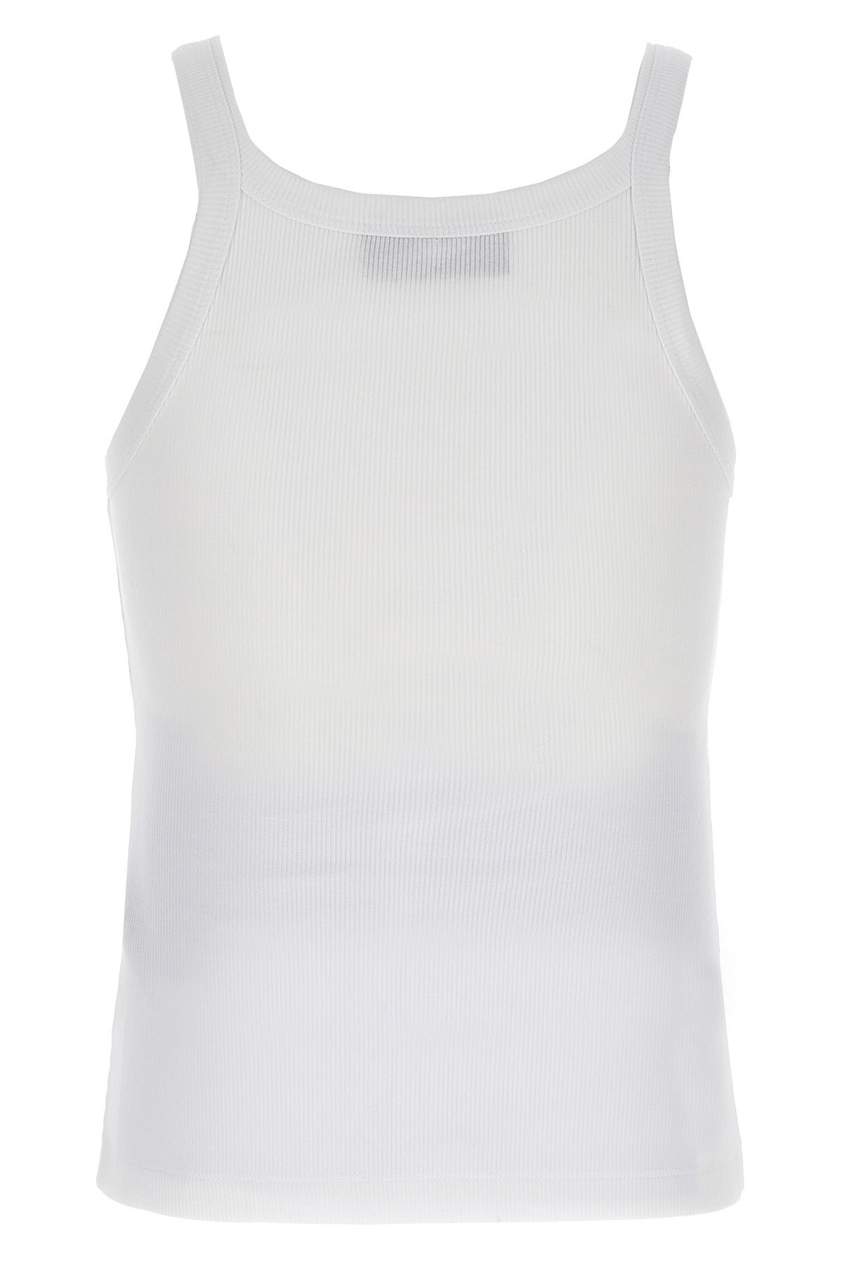 top canotta in cotone garzato con logo ricamato frontale