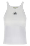 top canotta in cotone garzato con logo ricamato frontale