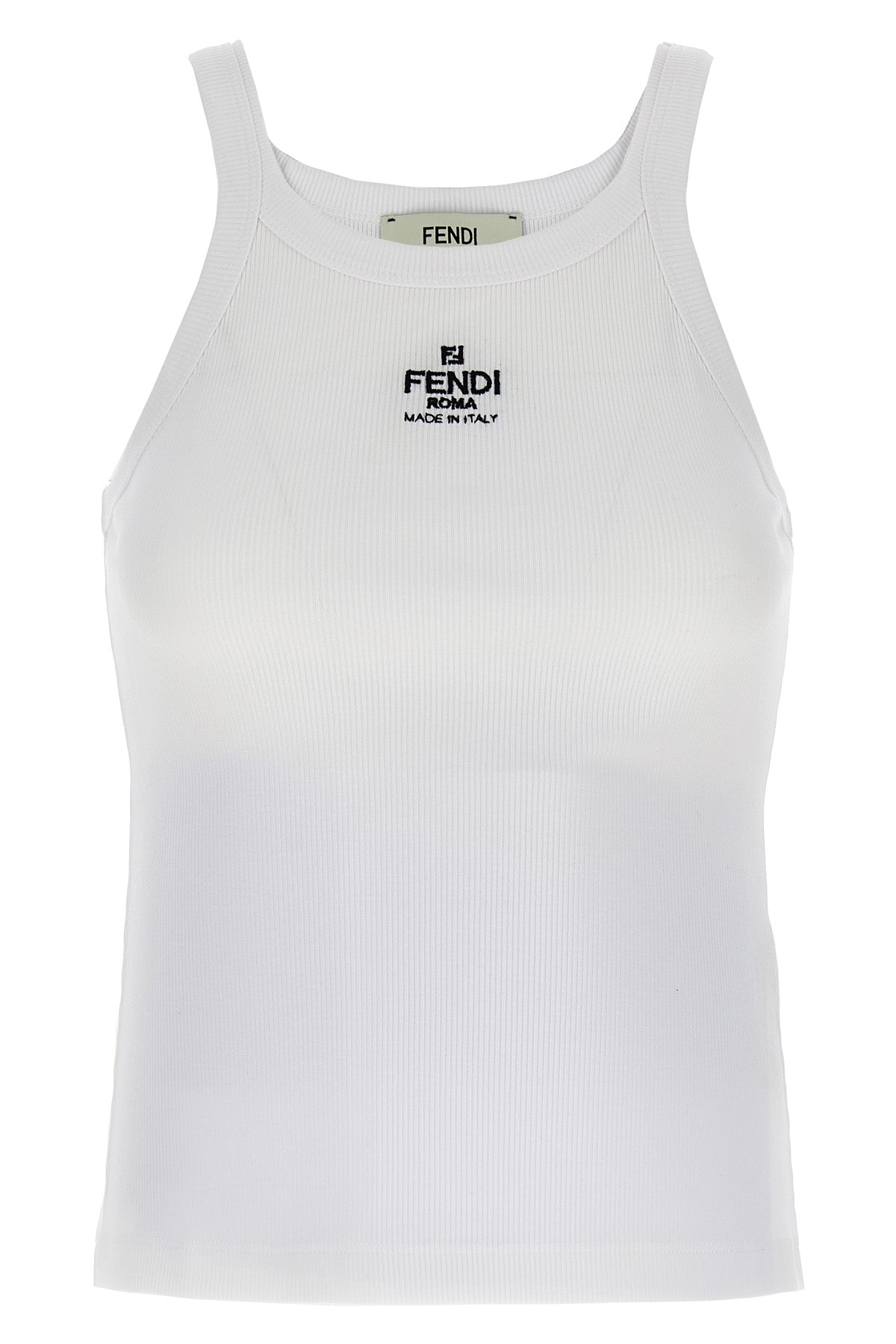 top canotta in cotone garzato con logo ricamato frontale