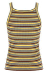 the sleeveless fendi top defines a tight silhouette through cotton ribbed knit