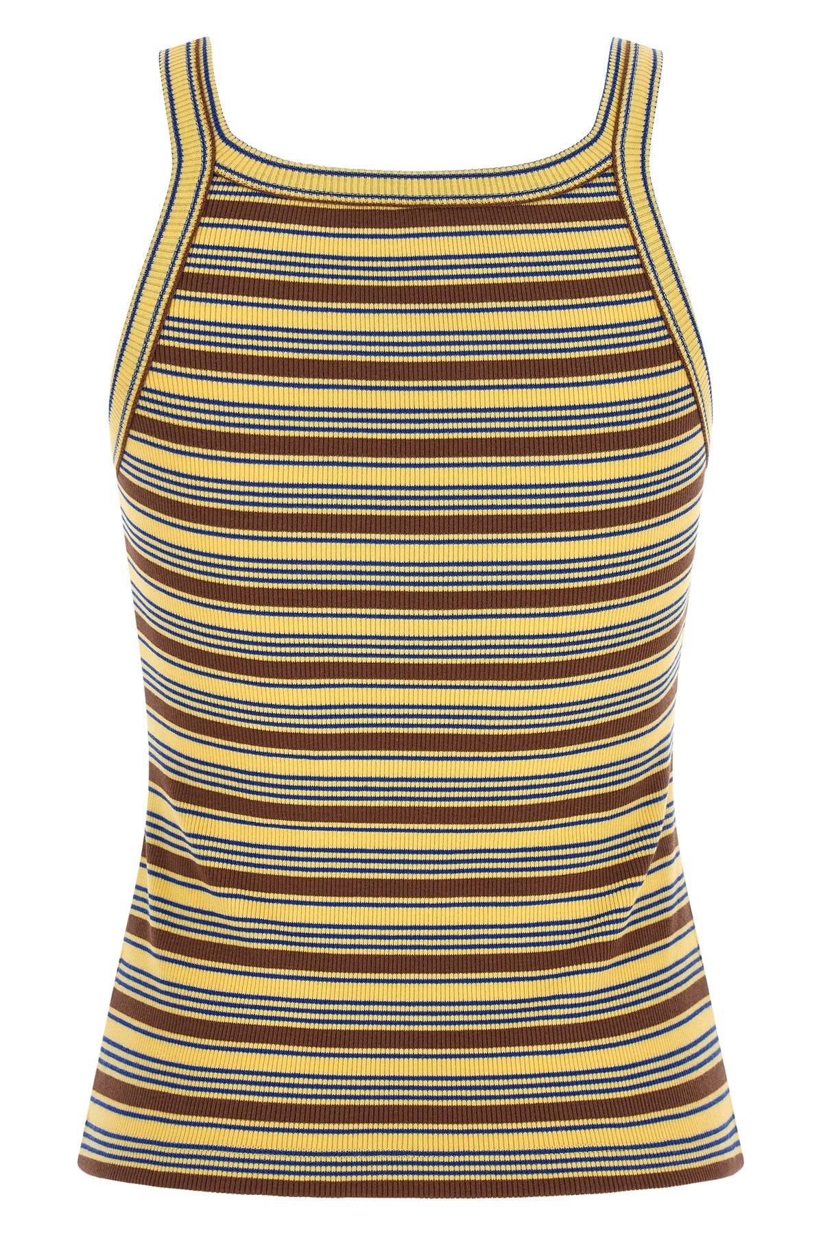 the sleeveless fendi top defines a tight silhouette through cotton ribbed knit