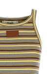 the sleeveless fendi top defines a tight silhouette through cotton ribbed knit