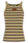 the sleeveless fendi top defines a tight silhouette through cotton ribbed knit