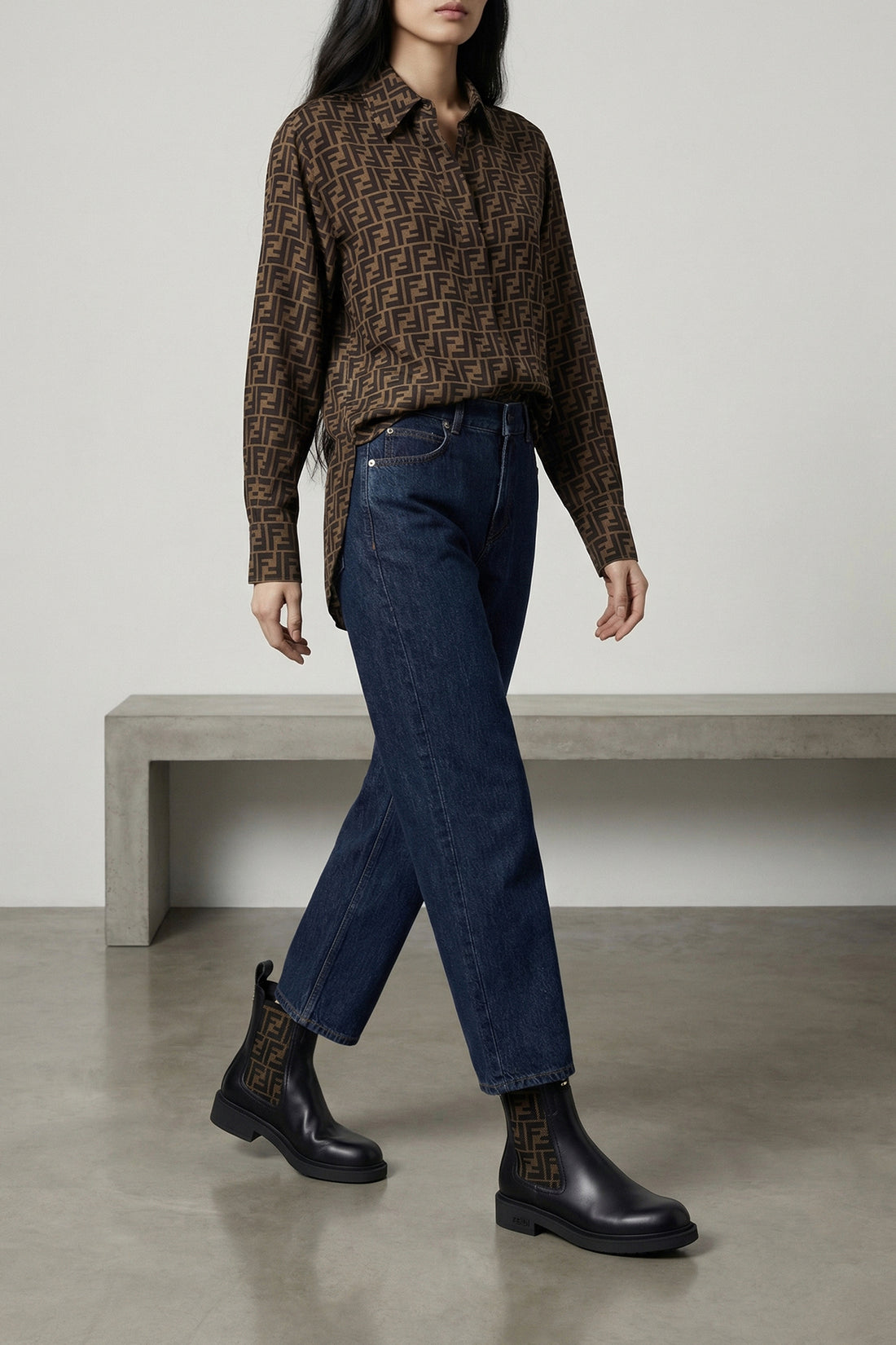 FENDI 38 silk twill shirt