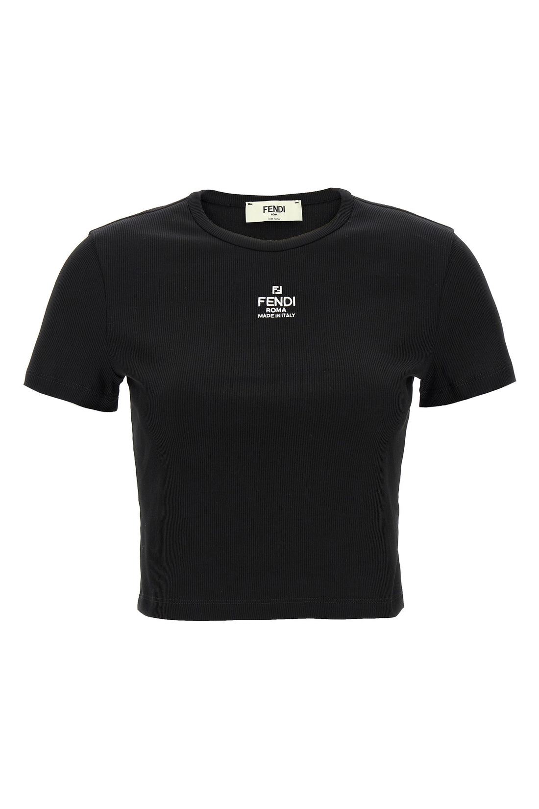 FENDI L fendi ribbed cotton cropped t-shirt
