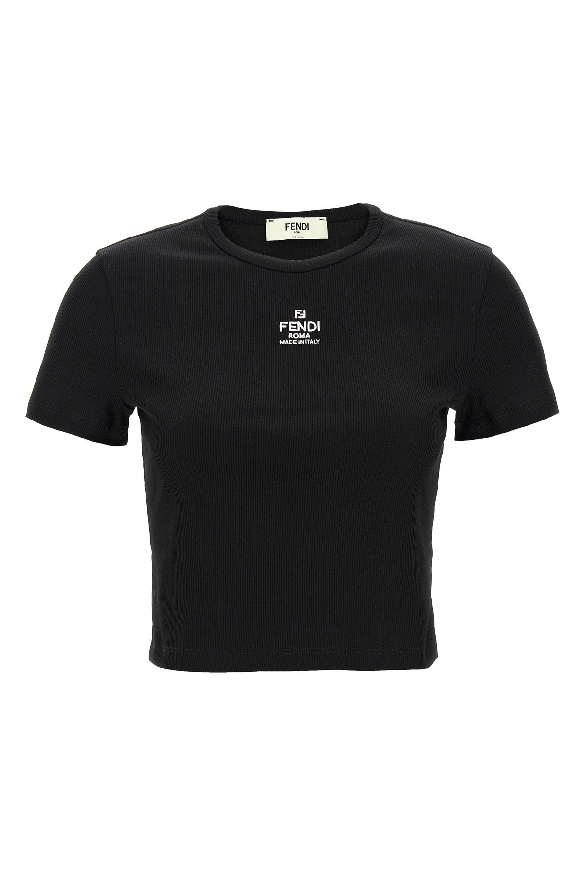 fendi ribbed cotton cropped t-shirt
