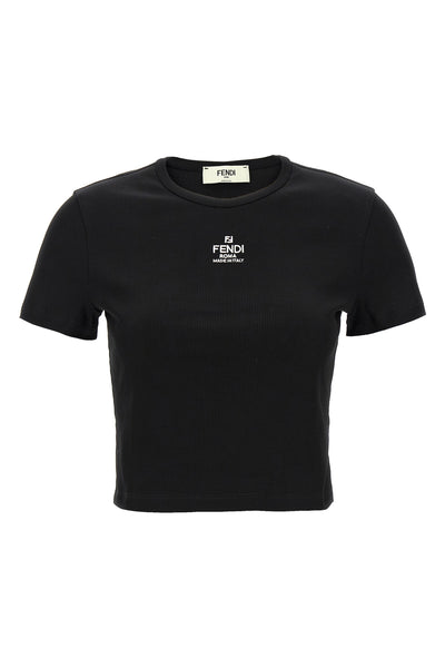 fendi ribbed cotton cropped t-shirt