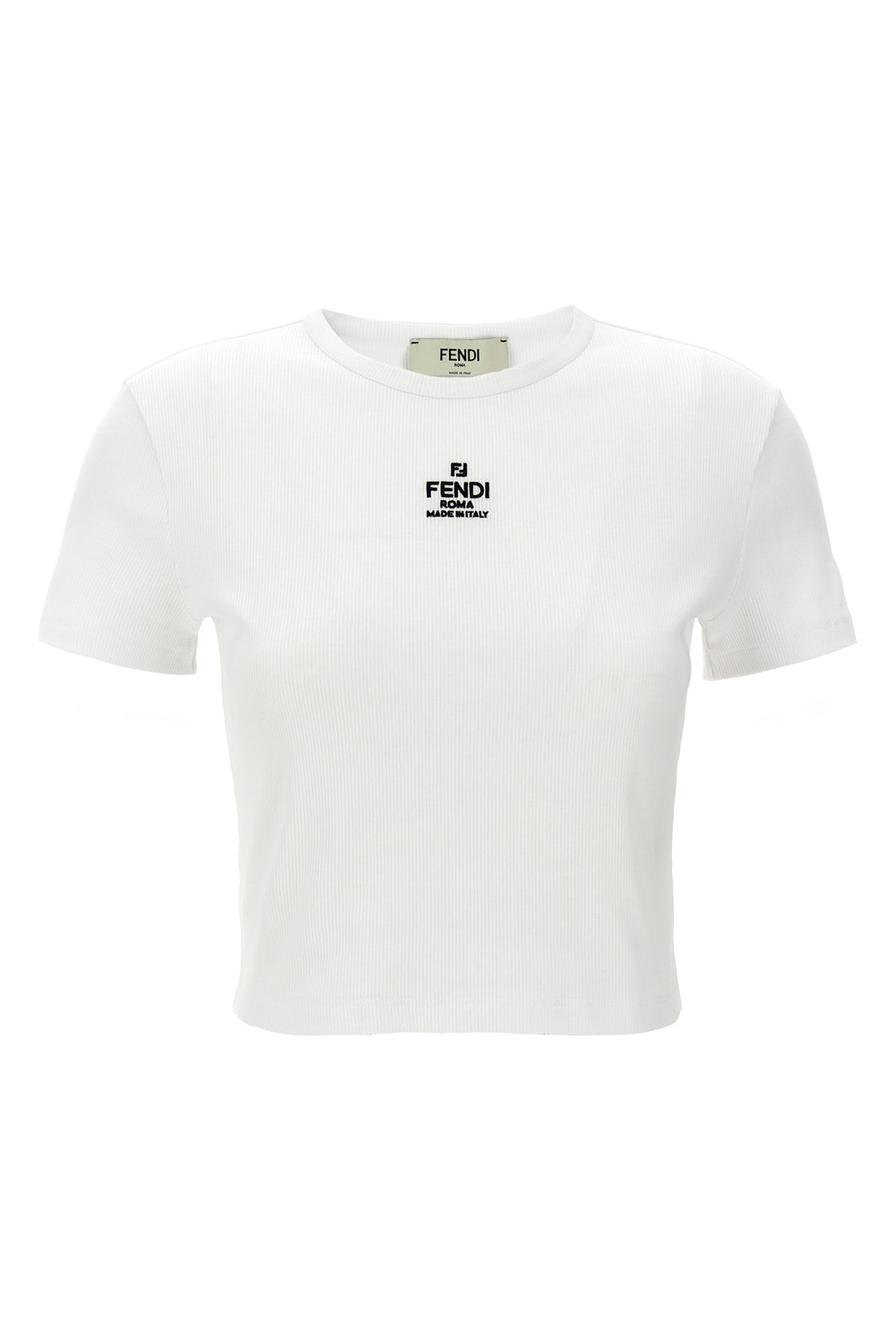 FENDI L fendi ribbed cotton cropped t-shirt