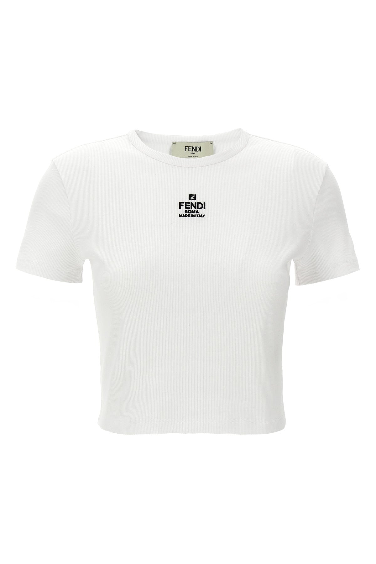 fendi ribbed cotton cropped t-shirt