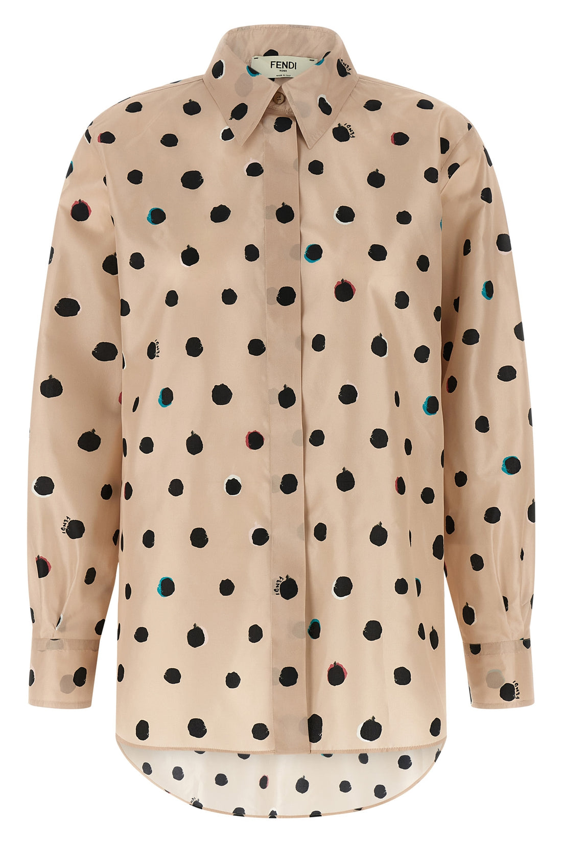 FENDI 38 all-over falena dots print taffeta shirt