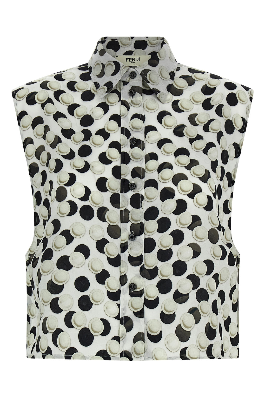 FENDI 38 jacquard polka dot patterned silk top