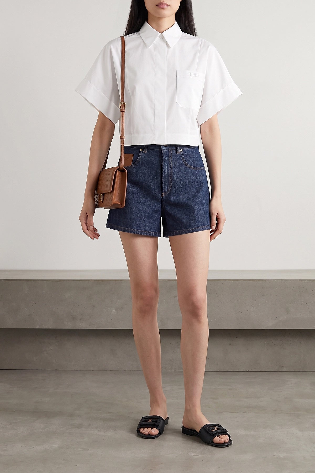 the fendi cotton poplin shirt redefines the volumes of classic tailoring through