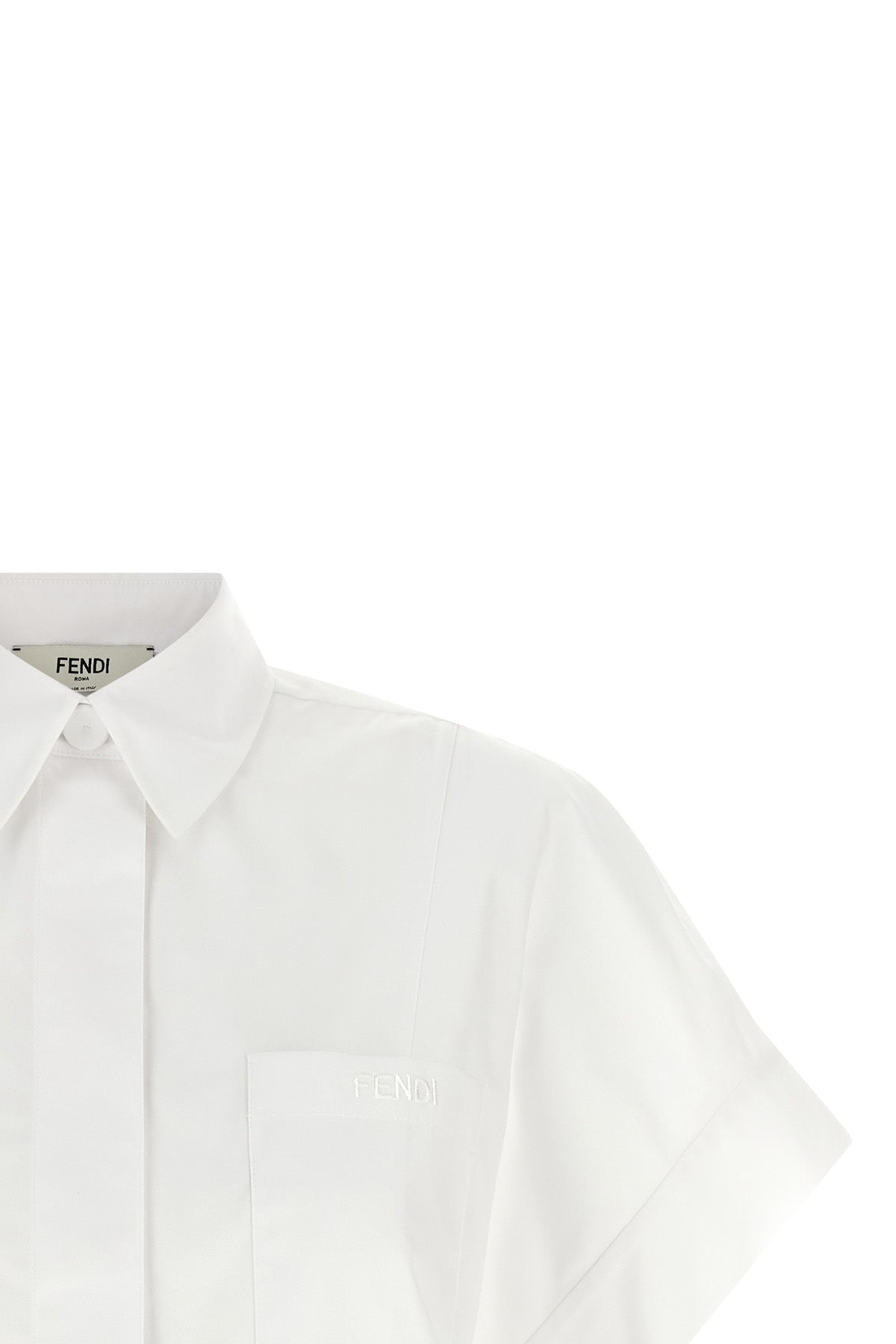 the fendi cotton poplin shirt redefines the volumes of classic tailoring through