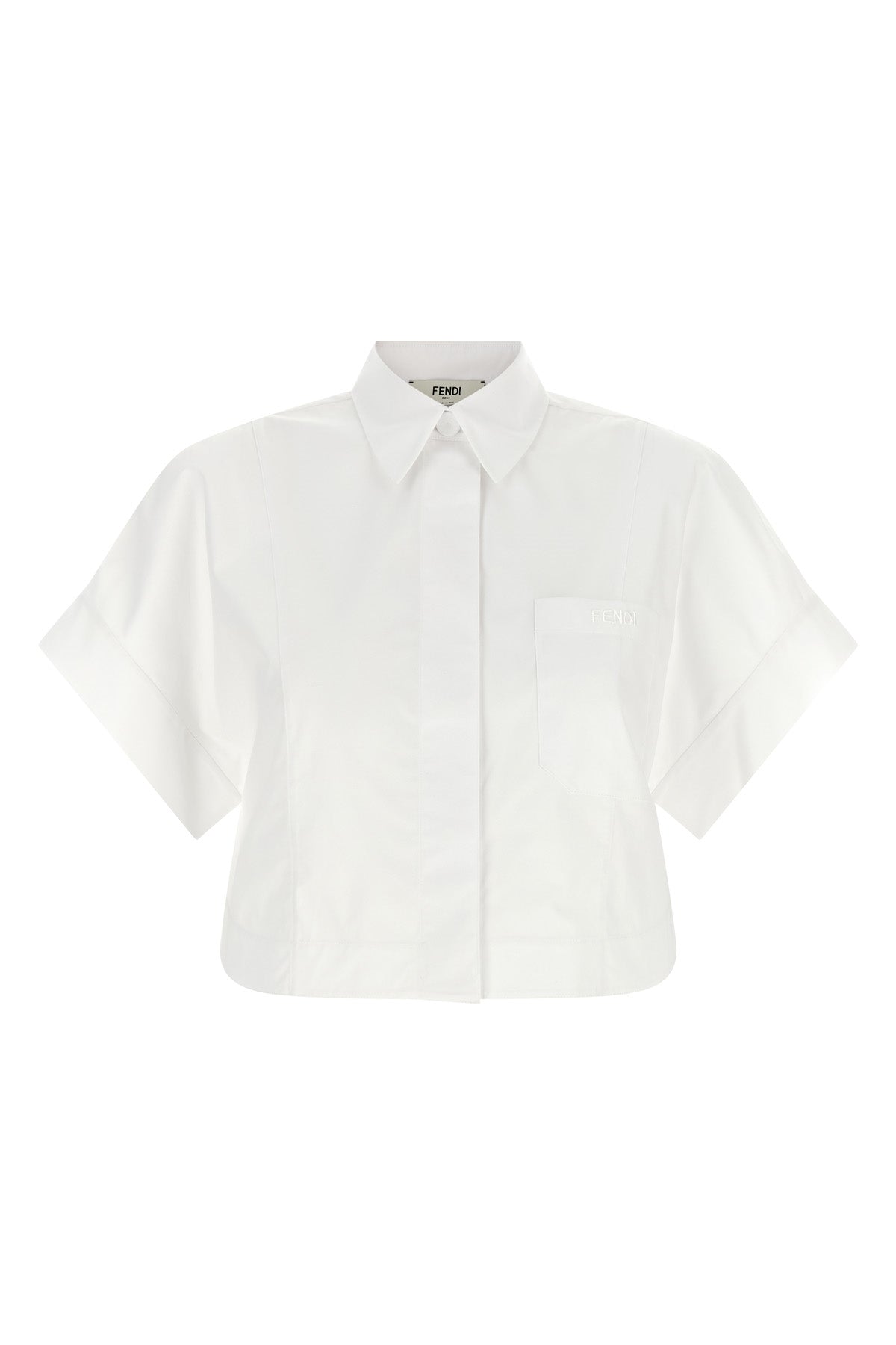 the fendi cotton poplin shirt redefines the volumes of classic tailoring through