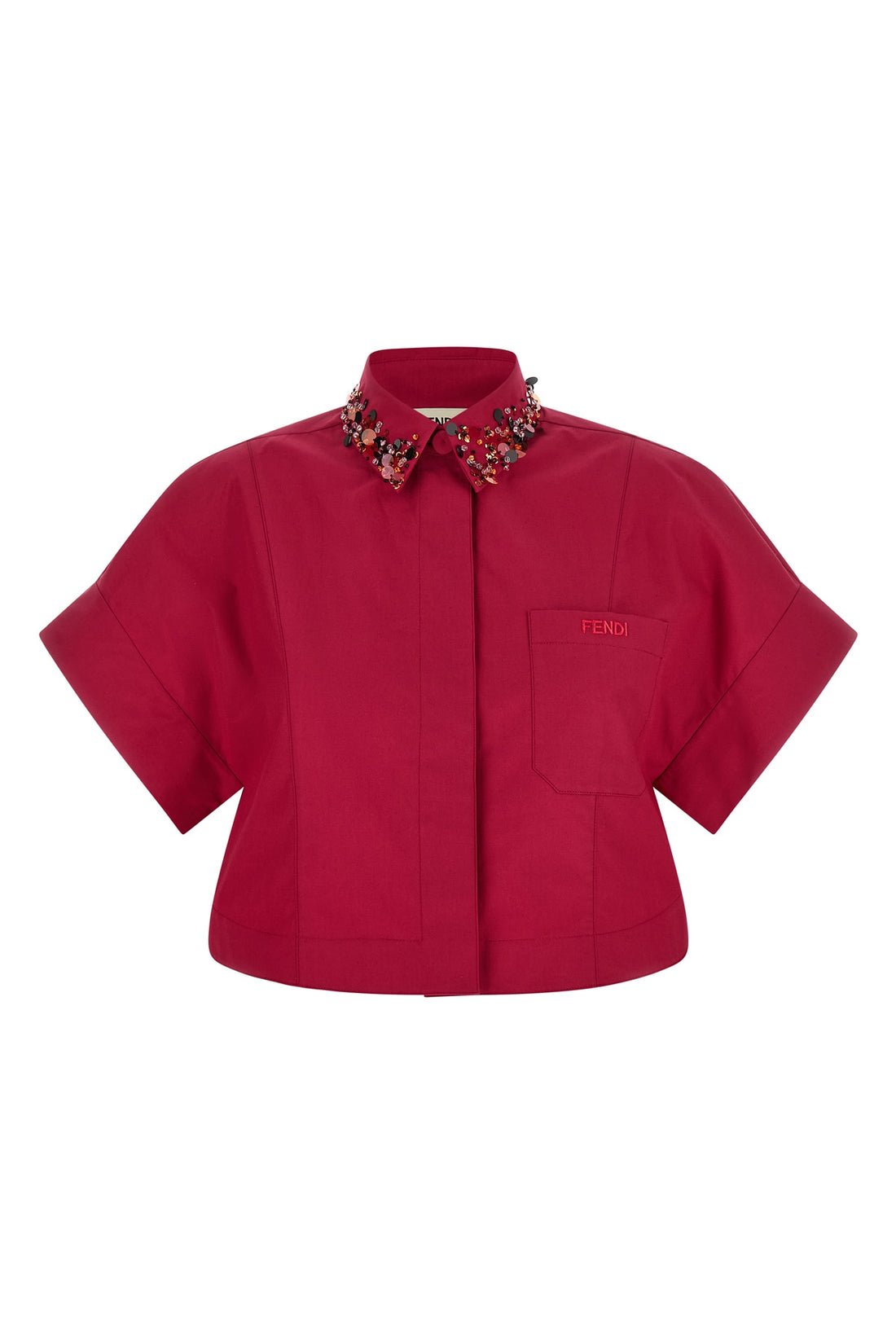 FENDI 38 the fendi crop shirt in cotton poplin redefines the codes of contemporary tailor