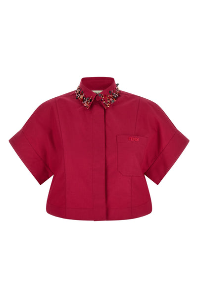 the fendi crop shirt in cotton poplin redefines the codes of contemporary tailor