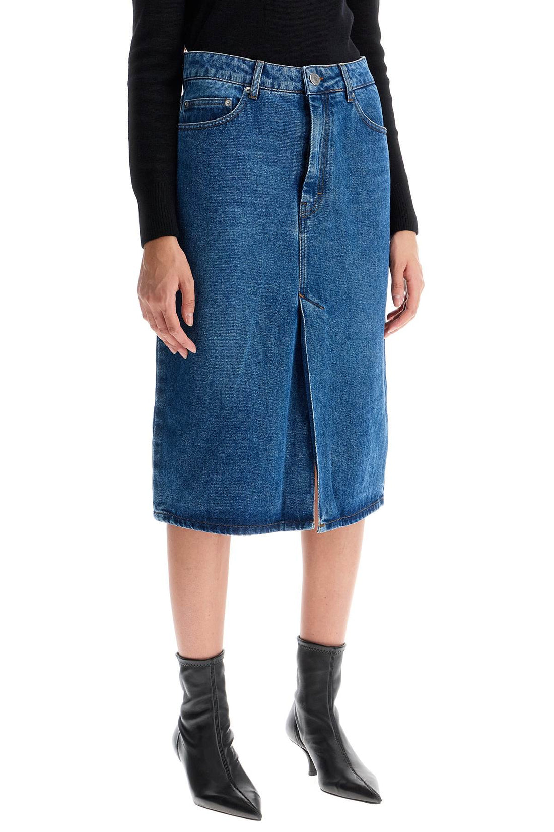 denim midi skirt in seven