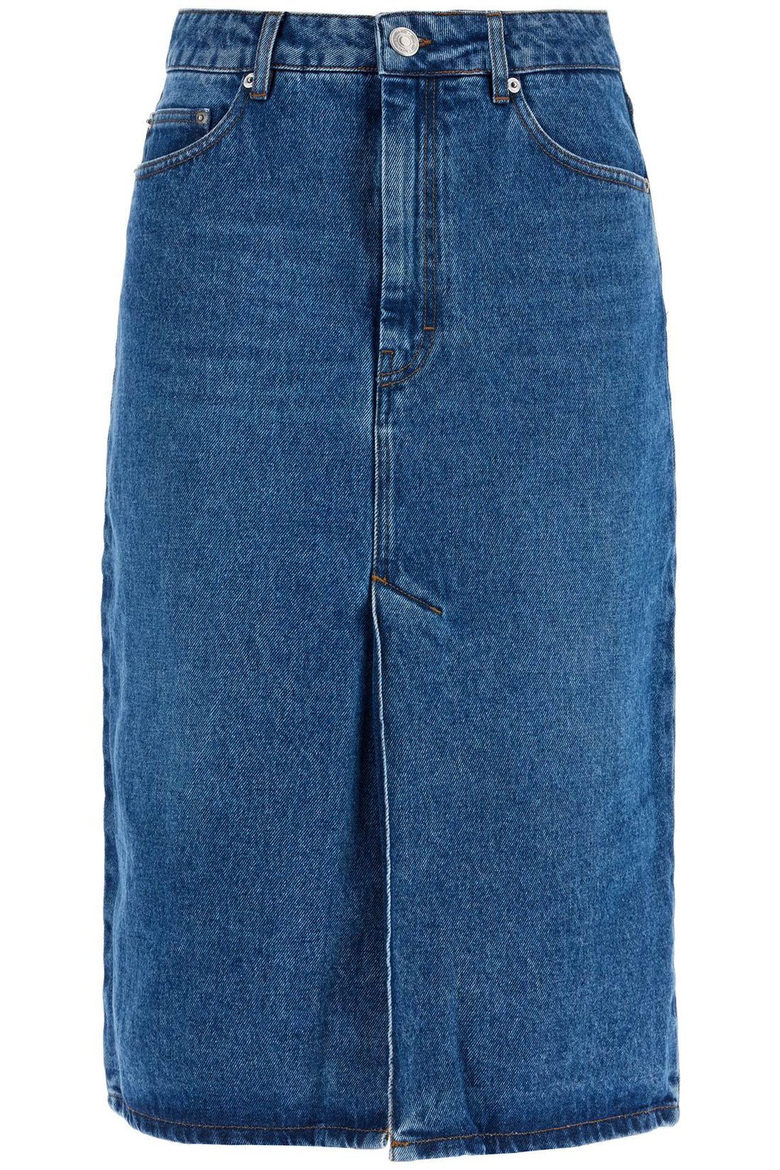 denim midi skirt in seven