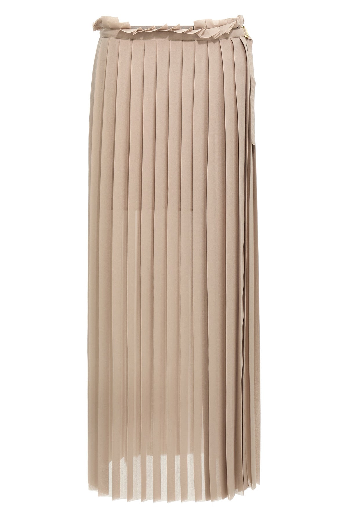 long pleated pleated polyester crêpe skirt