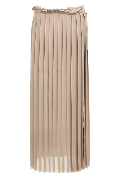 long pleated pleated polyester crêpe skirt