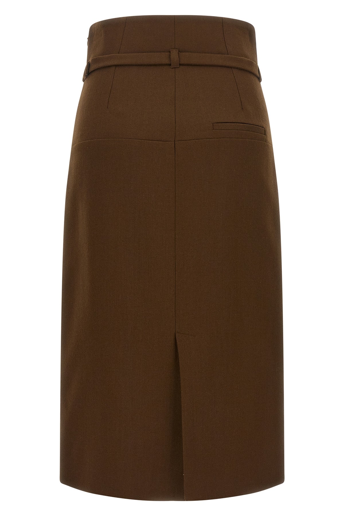 the ami paris midi skirt defines a structured pencil silhouette through the use