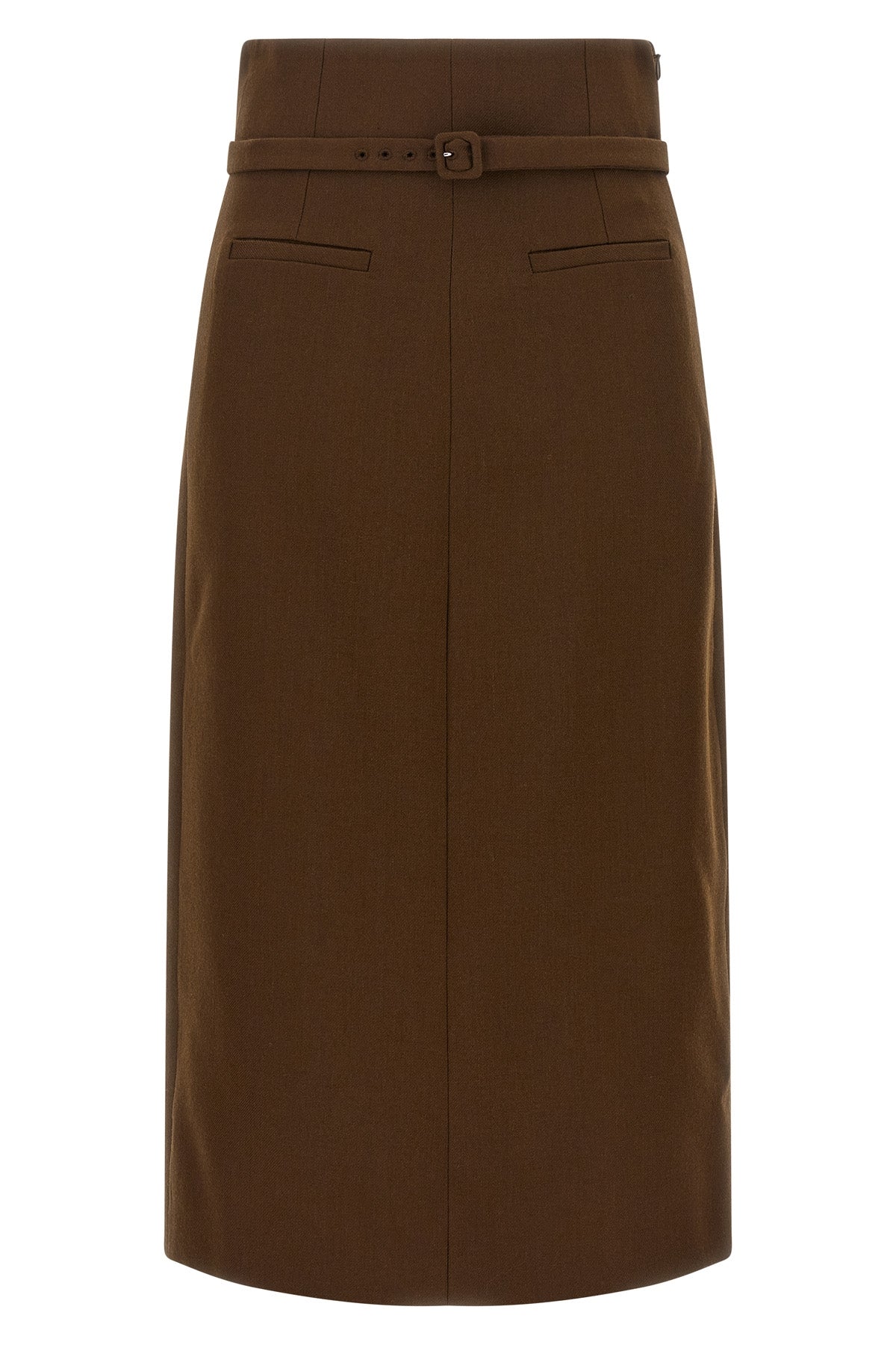 the ami paris midi skirt defines a structured pencil silhouette through the use