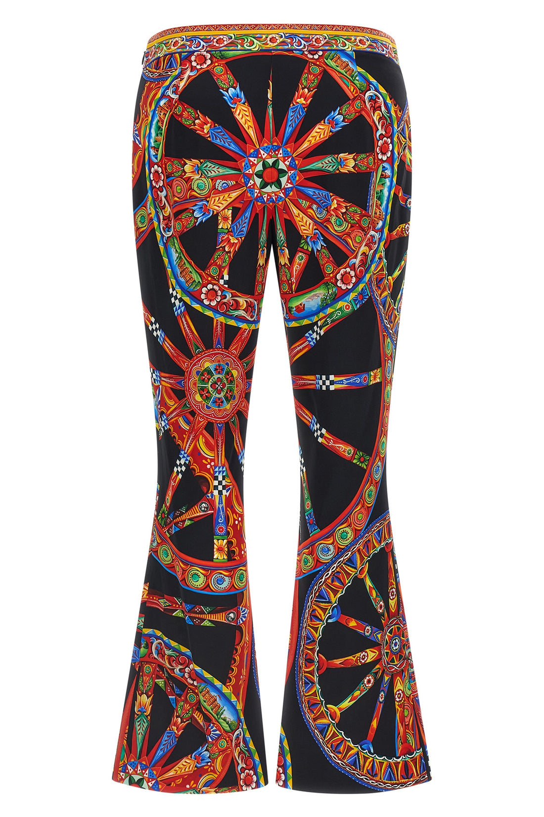 DOLCE &amp; GABBANA 38 dolce &amp; gabbana flared pants in fine stretch silk celebrate the brands visual h