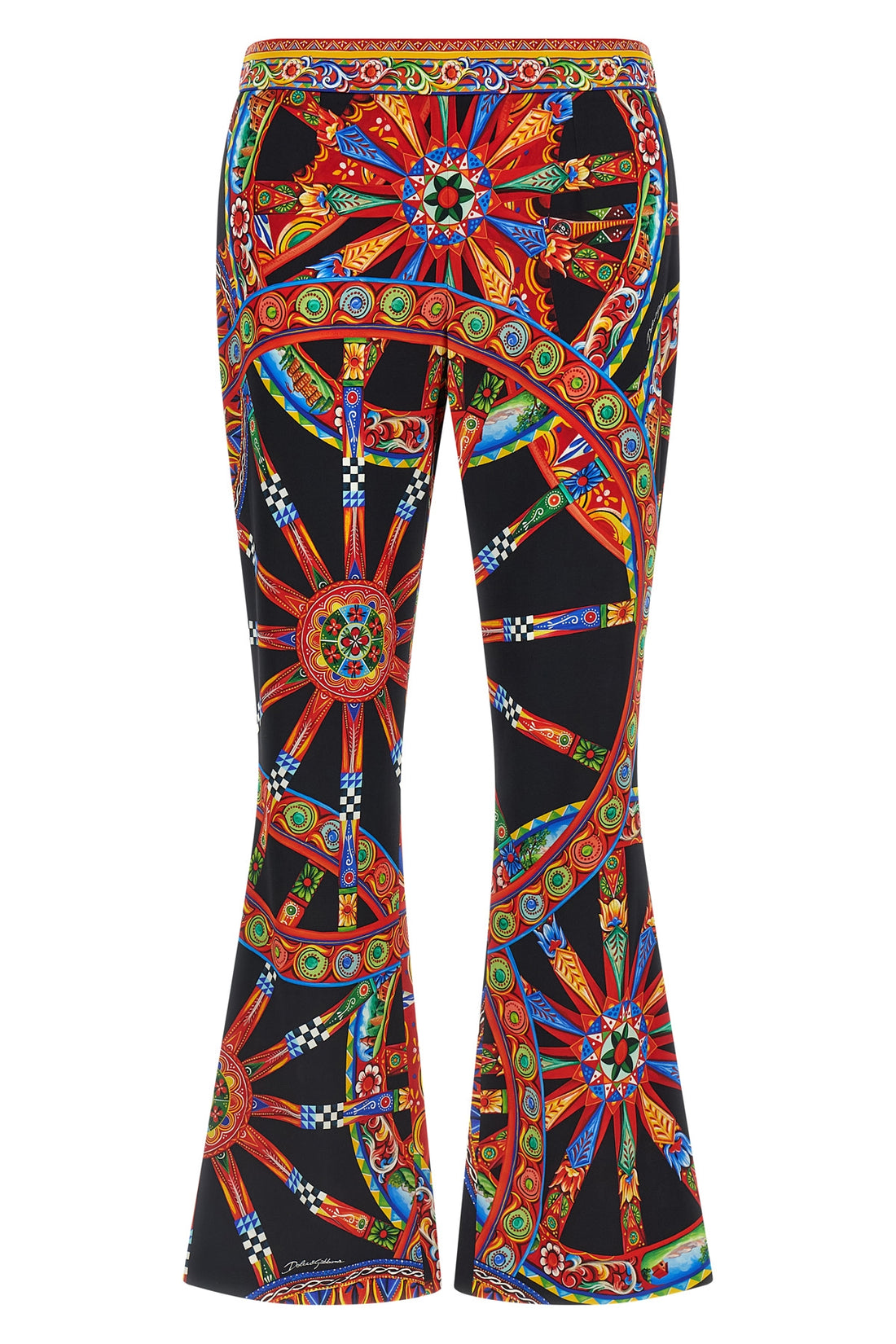 DOLCE &amp; GABBANA 38 dolce &amp; gabbana flared pants in fine stretch silk celebrate the brands visual h