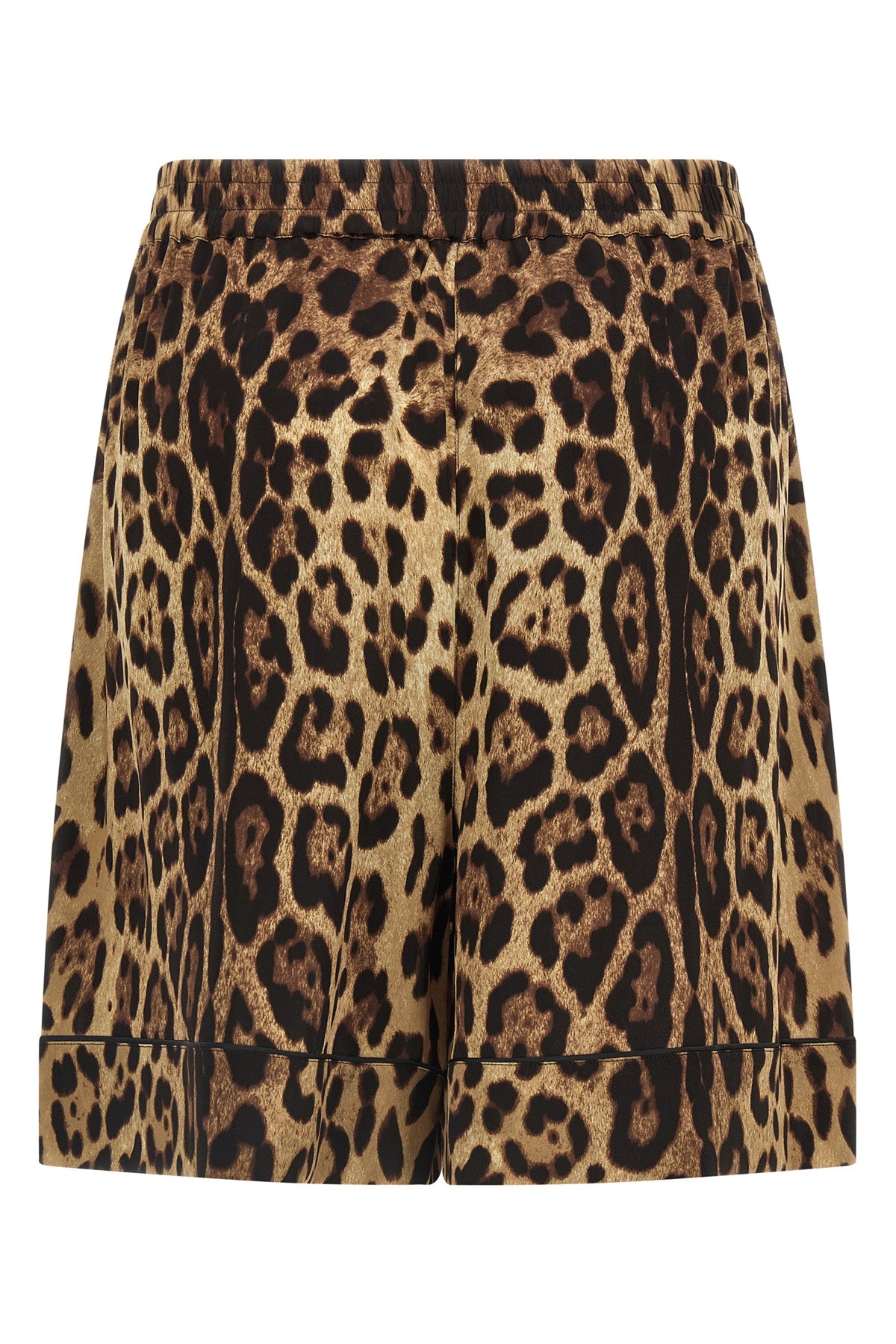leopard print silk shorts
