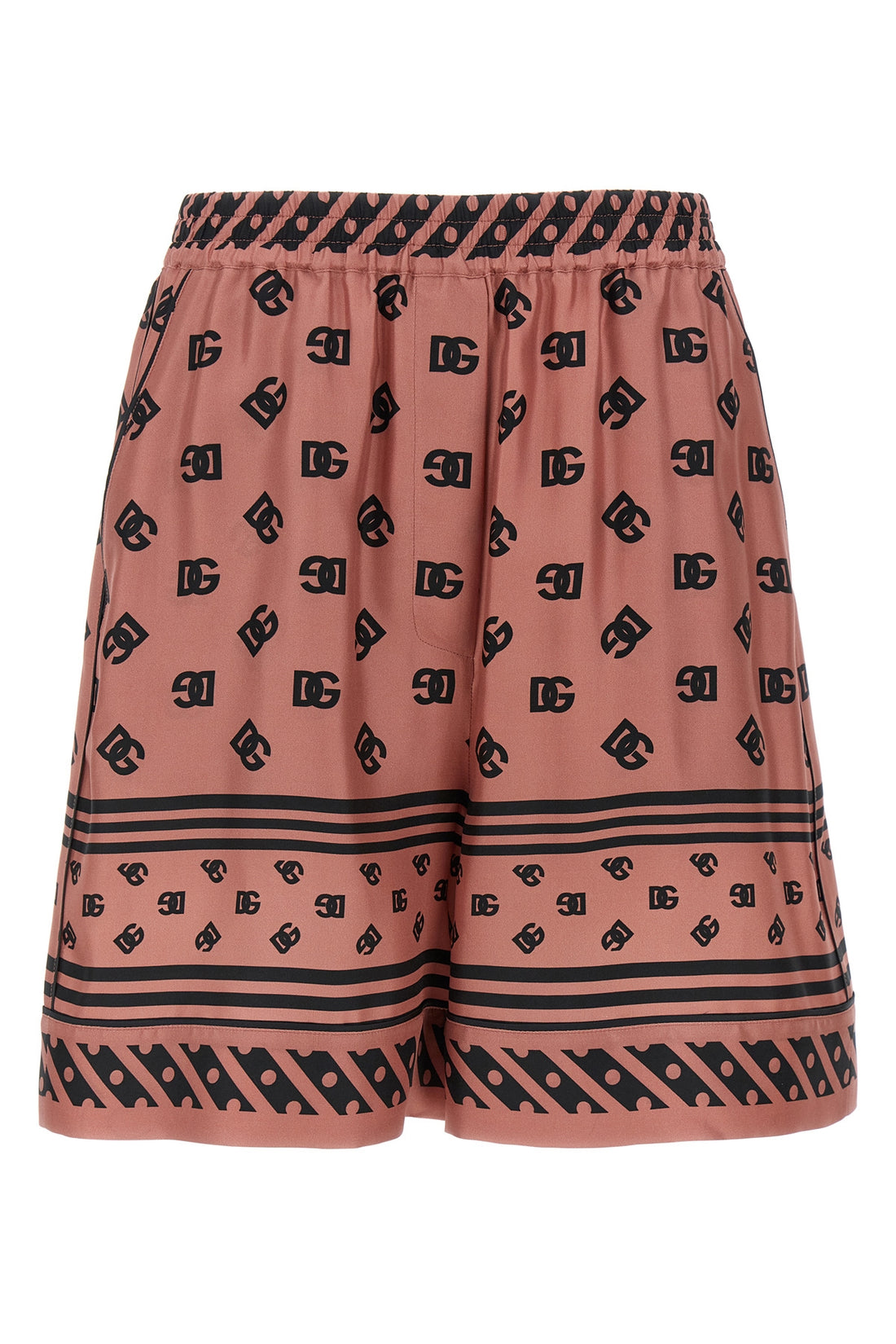 DOLCE &amp; GABBANA 40 all over dg logo jacquard silk satin bermuda shorts