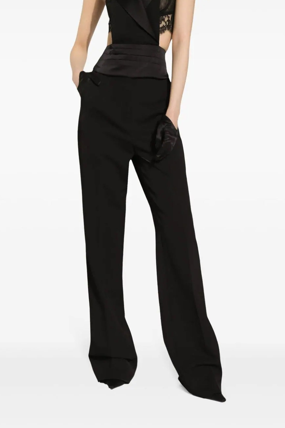 DOLCE &amp; GABBANA 40 high-waisted tuxedo wool gabardine pants