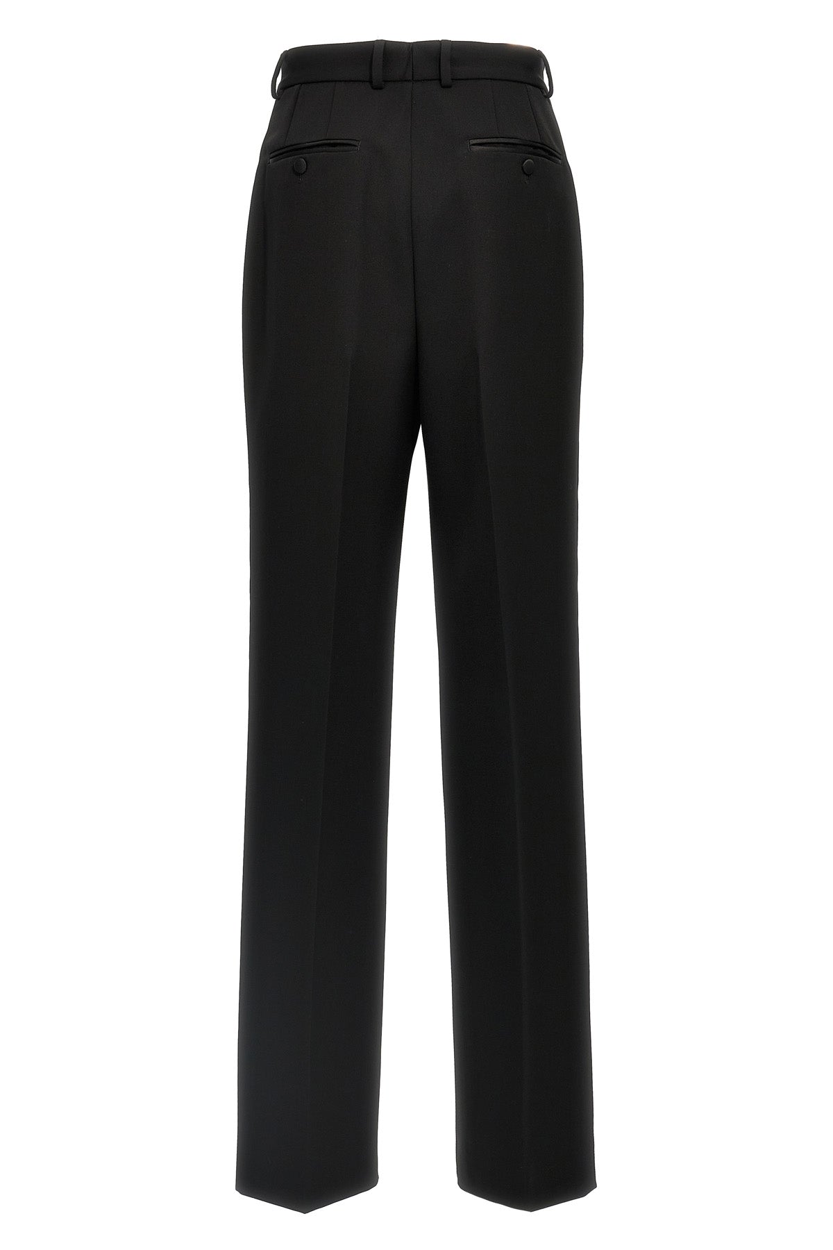 high-waisted tuxedo wool gabardine pants