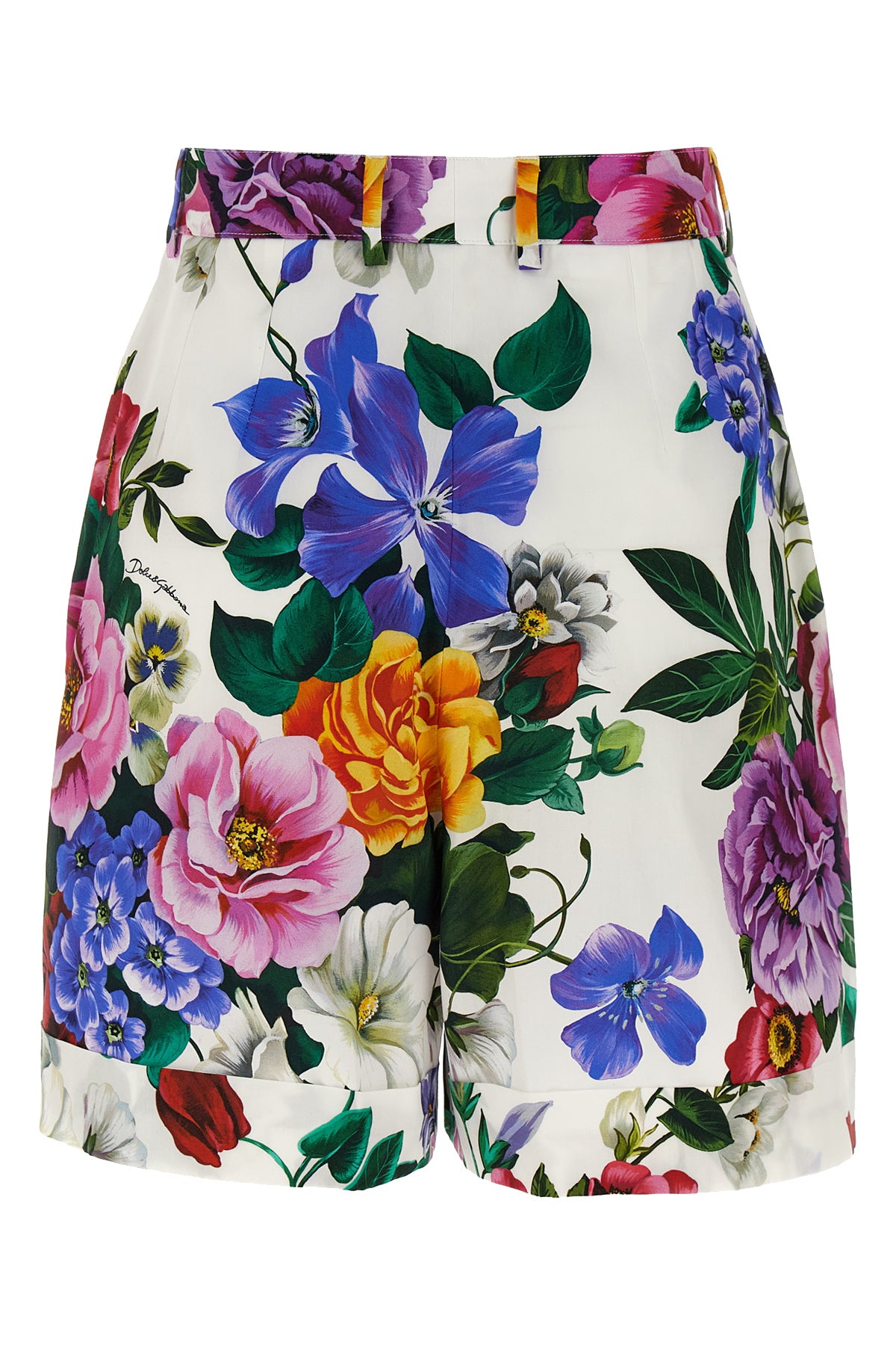bouquet print cotton bermuda shorts