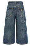 used-effect cotton denim bermuda shorts