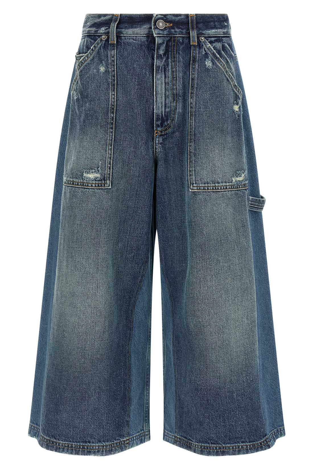 DOLCE &amp; GABBANA 38 used-effect cotton denim bermuda shorts