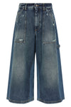 used-effect cotton denim bermuda shorts