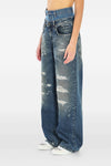 used-effect stonewashed cotton denim jeans