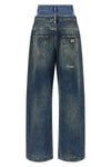 used-effect stonewashed cotton denim jeans