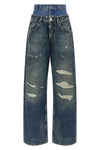 used-effect stonewashed cotton denim jeans