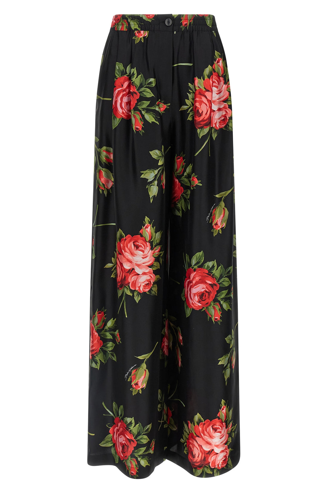 DOLCE &amp; GABBANA 38 bouquet rose print silk twill trousers
