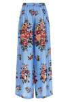all-over mazzo di fiori print silk twill trousers
