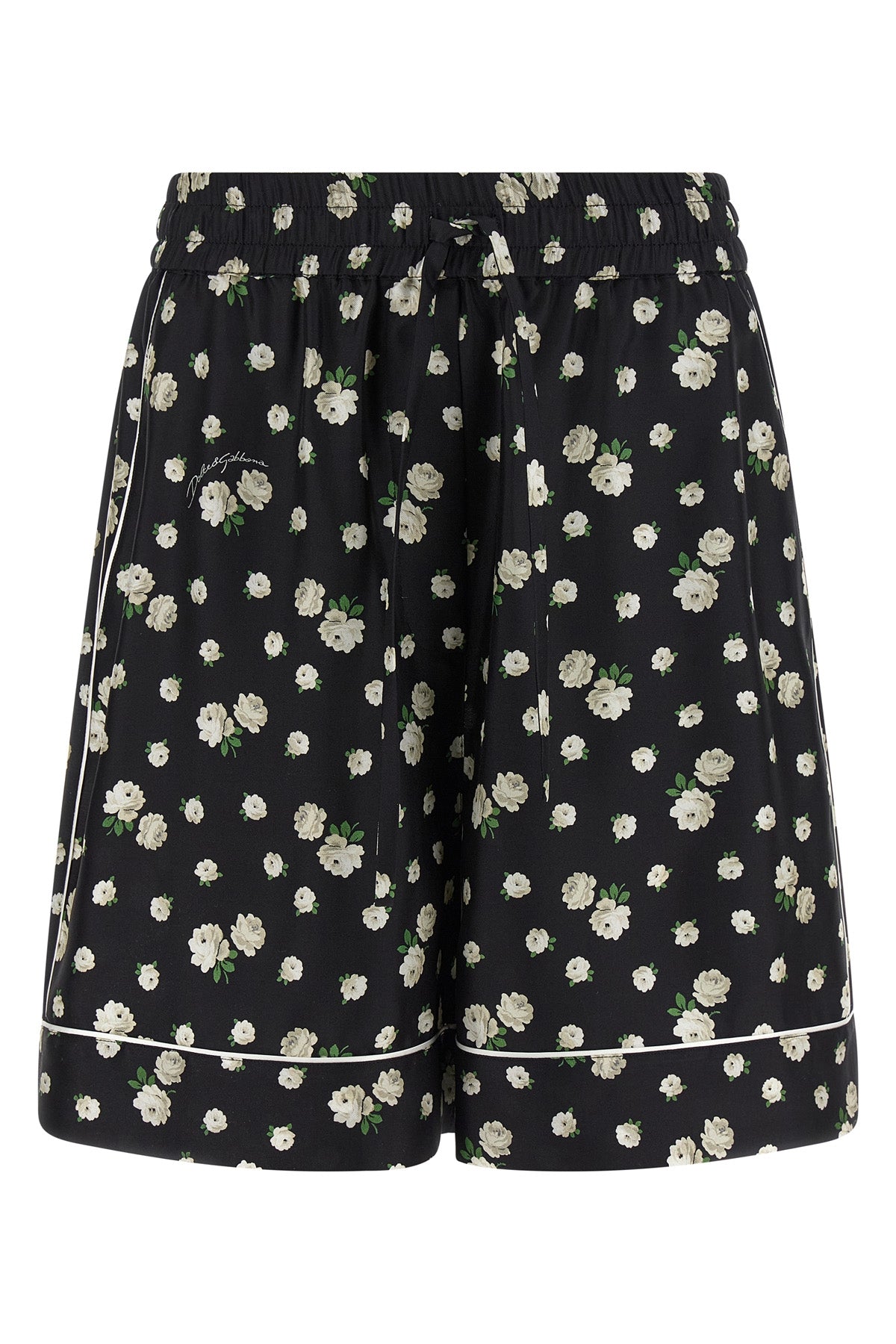 vanity bermuda shorts in all-over fiorellini print silk twill