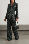 all-over roselline e mughetti print twill pants